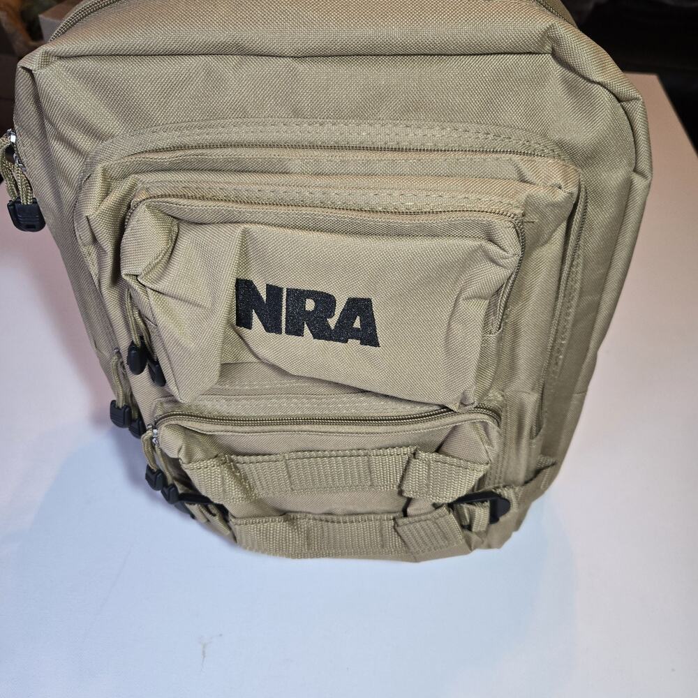 NRA Tactical Backpack Tan Coyote Khaki Range Bag MOLLE...New Condition